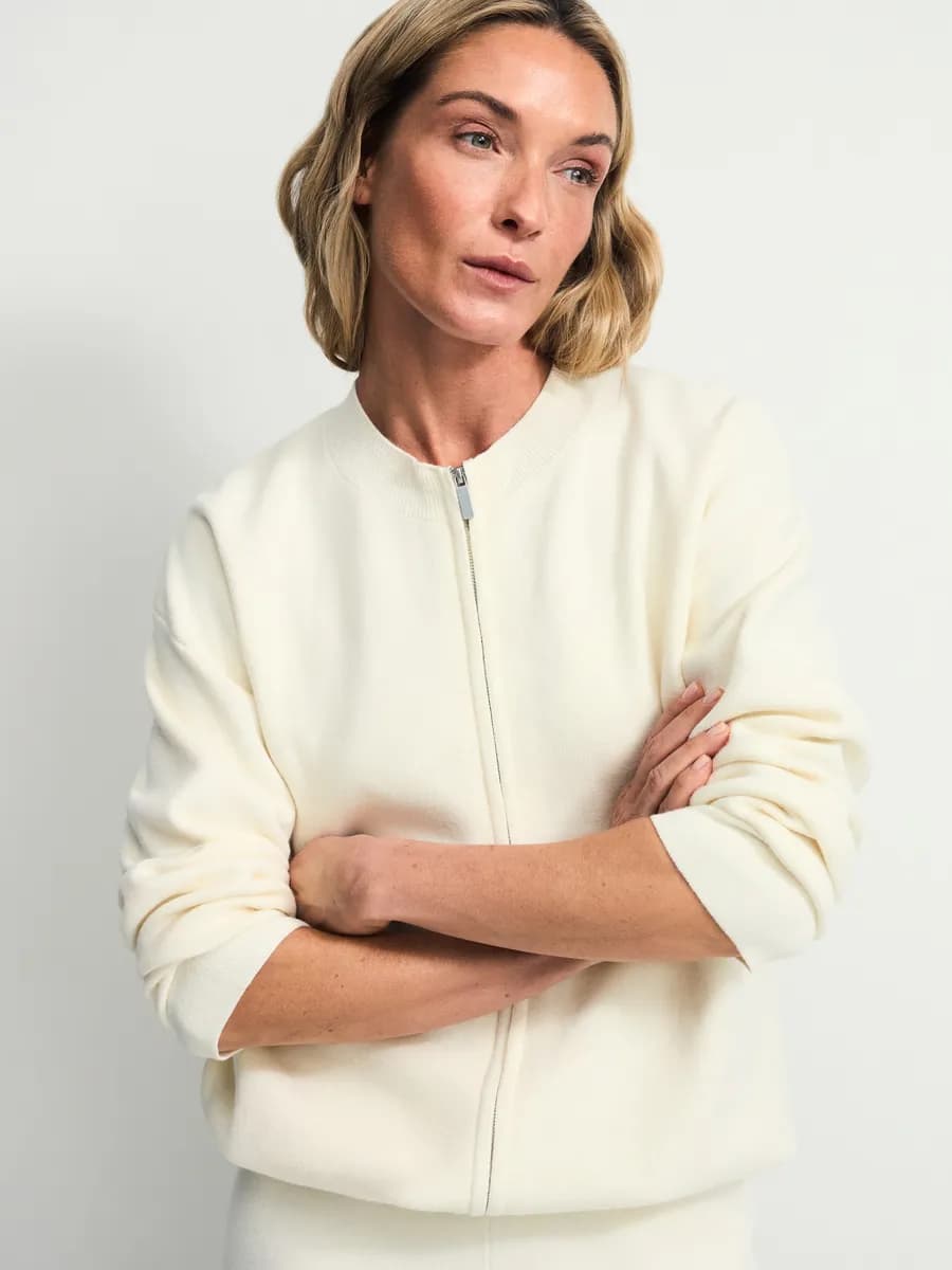 Джемпер на молнии вязаный с длинным рукавом костюм