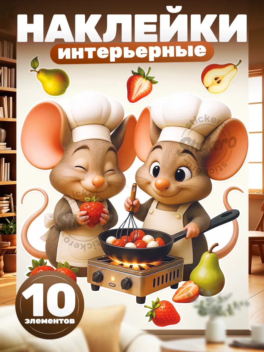 Наклейки, интерьерные на стену для декора Мышки