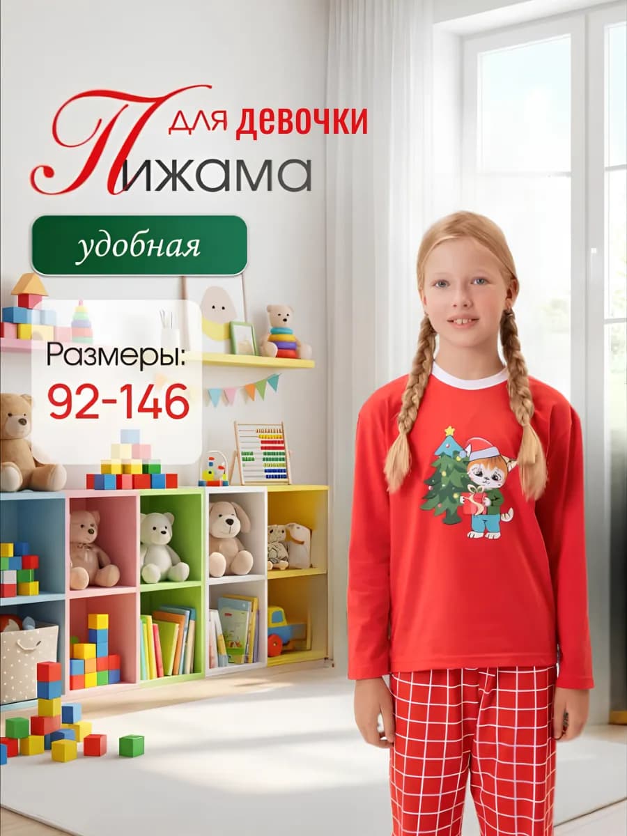 Пижама со штанами детская новогодняя