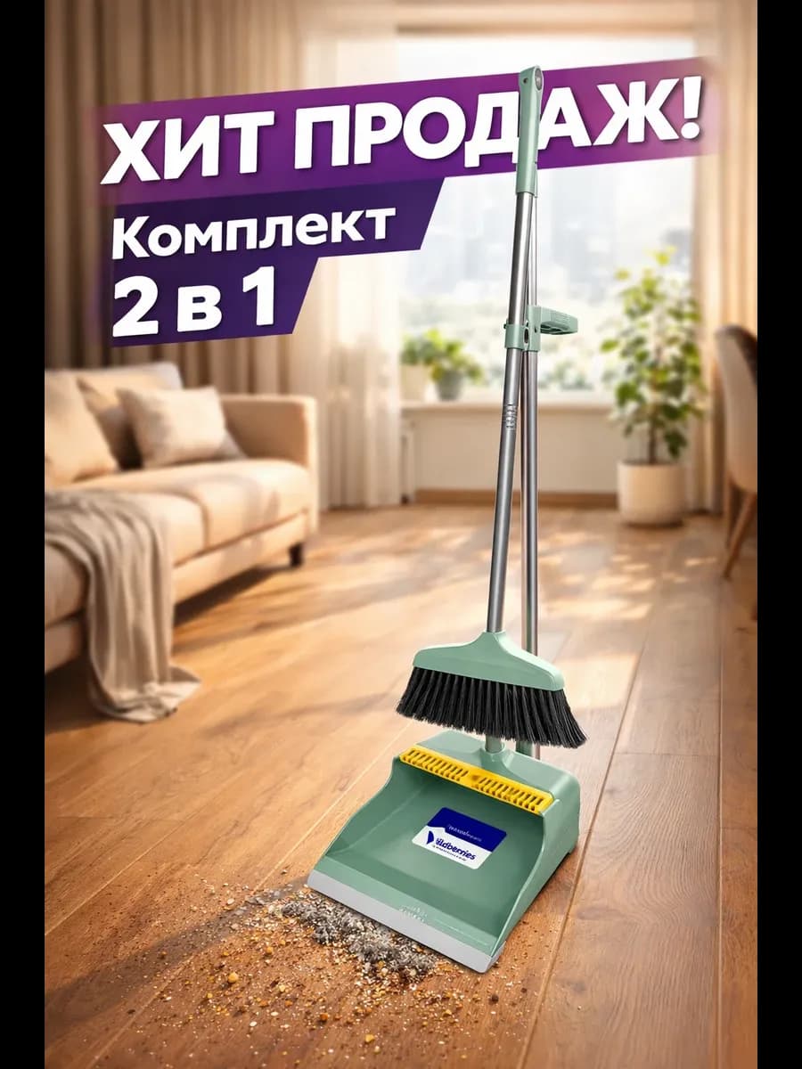 Веник с совком для уборки