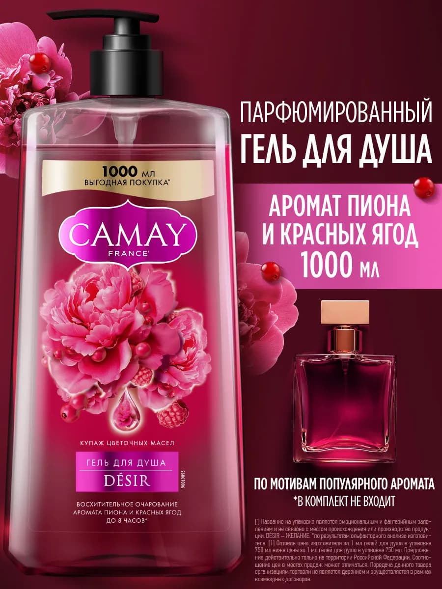 Гель для душа женский парфюмированный с дозатором 1000 мл