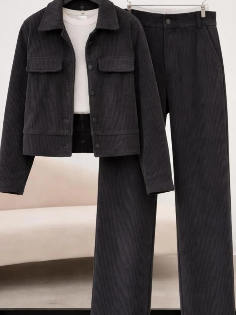 Костюм теплый брючный вельветовый - фото 1