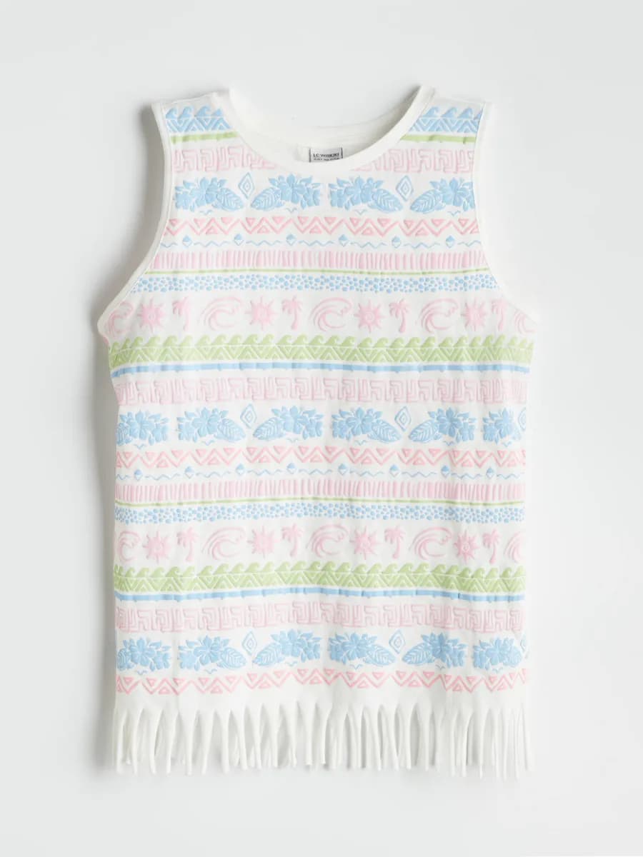 экрю Майка для девочки с круглым вырезом