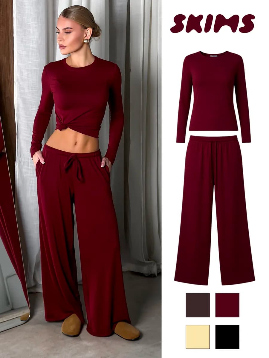 Костюм домашний вискоза в пижамном стиле skims