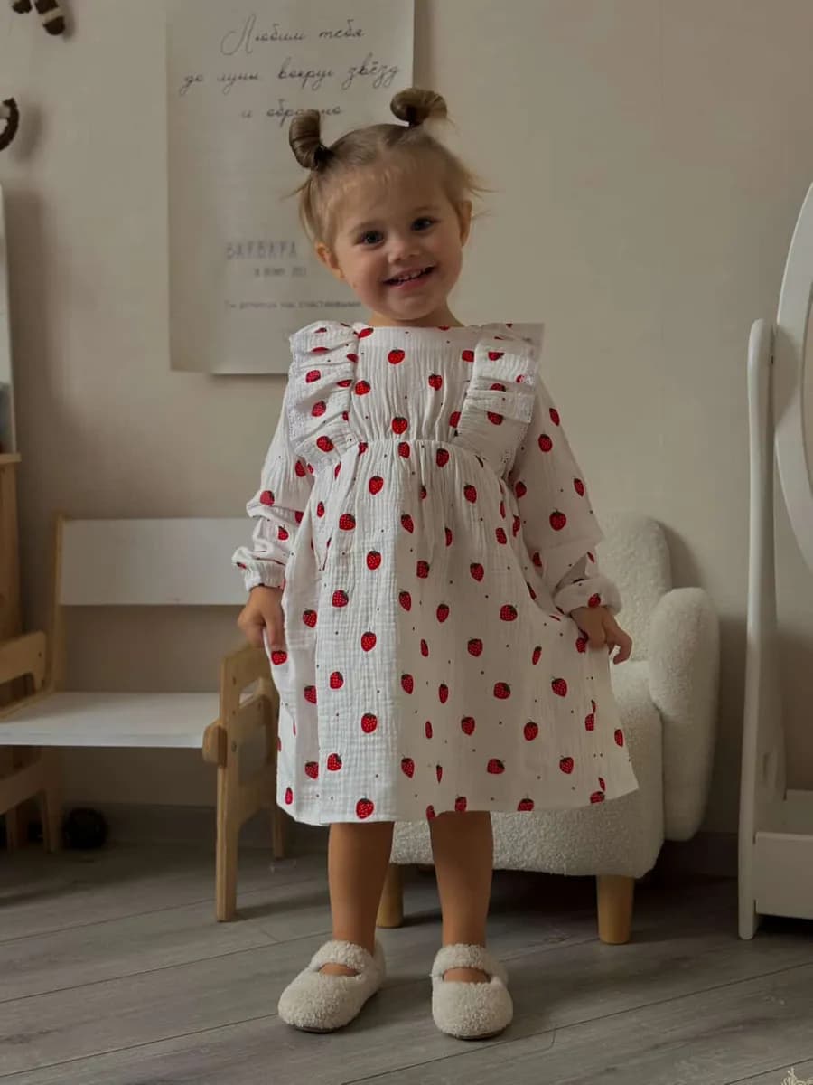 Платье муслиновое с длинным рукавом