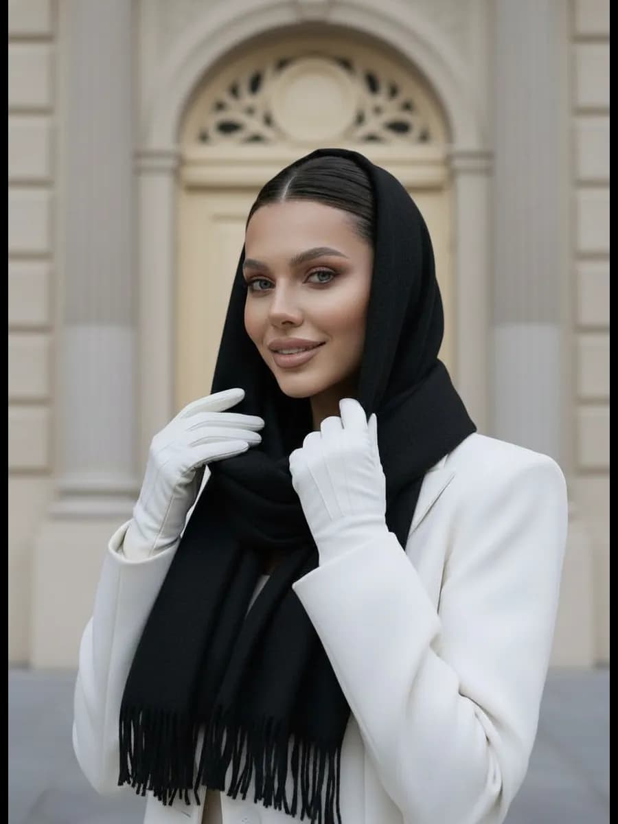 Палантин шарф кашемир теплый зимний