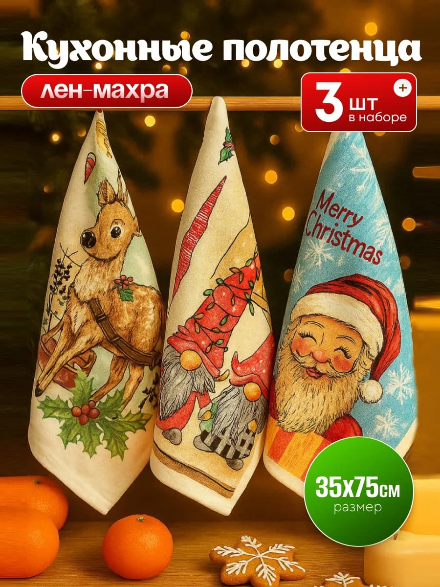 Полотенца кухонные махровые подарки на новый год 2026
