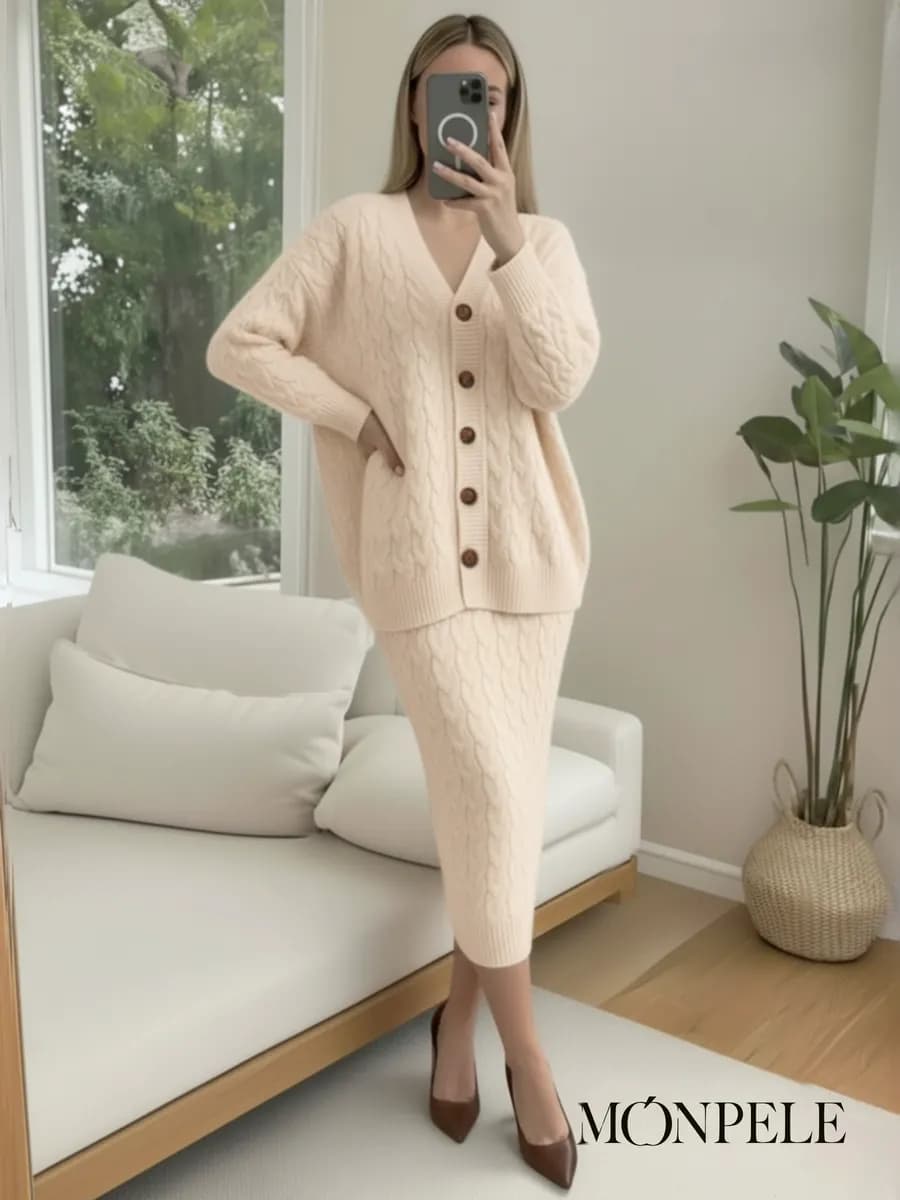 Костюм вязаный с юбкой