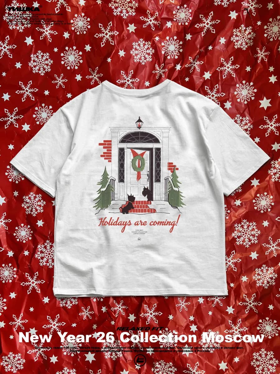 Новогодняя оверсайз футболка с принтом Merry Christmas - фото 1