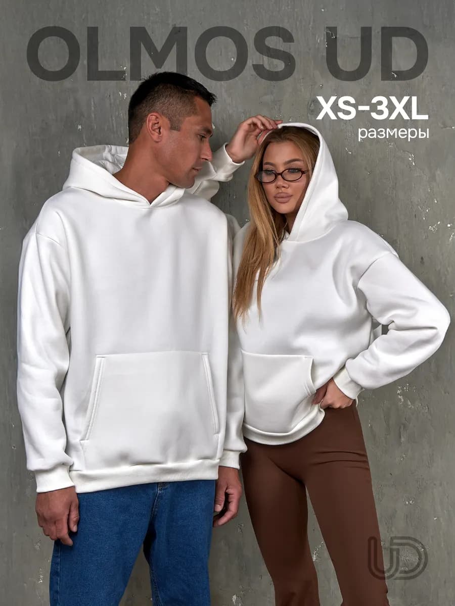 Худи оверсайз теплое с капюшоном y2k с начесом - фото 1