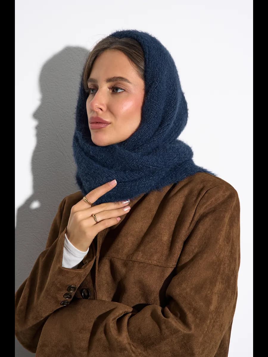 Шарф платок вязаный теплый на голову и шею