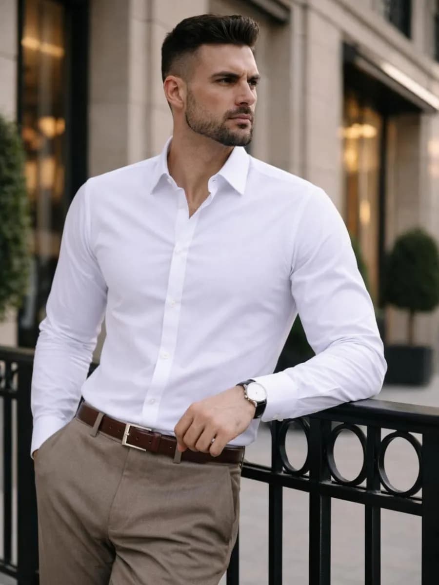 Премиум рубашка классическая с длинным рукавом хлопок