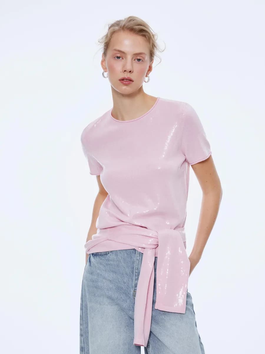 Нарядный джемпер женский с пайетками