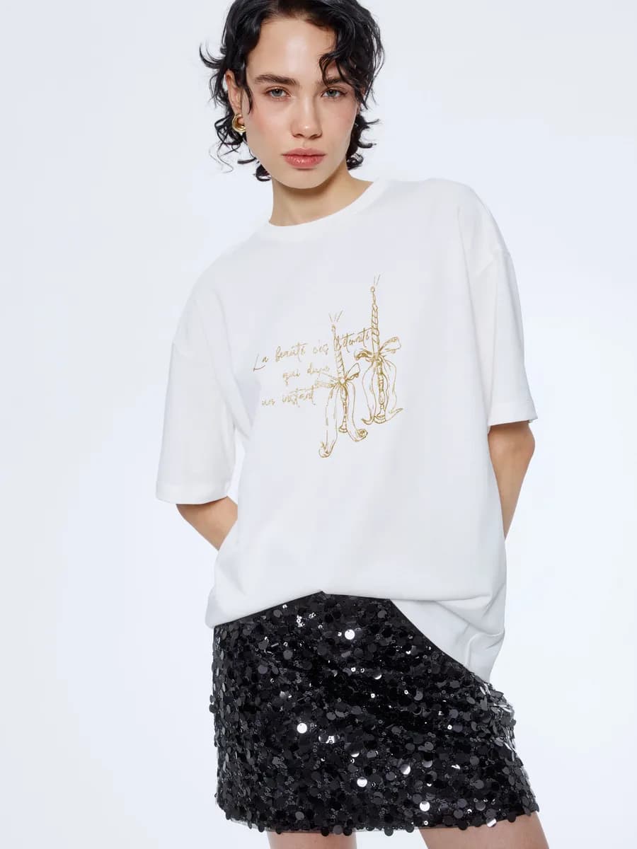 Футболка оверсайз с принтом из хлопка