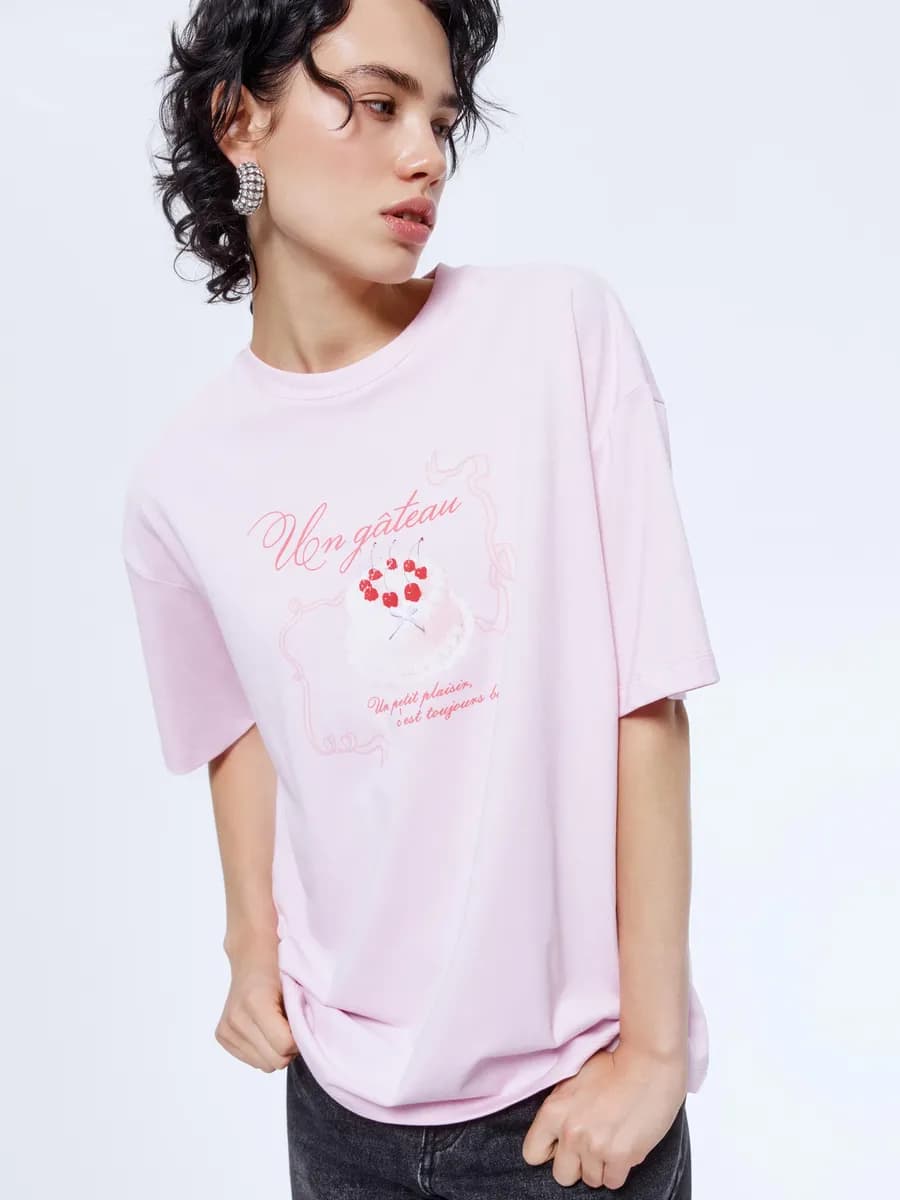 Футболка оверсайз с принтом из хлопка