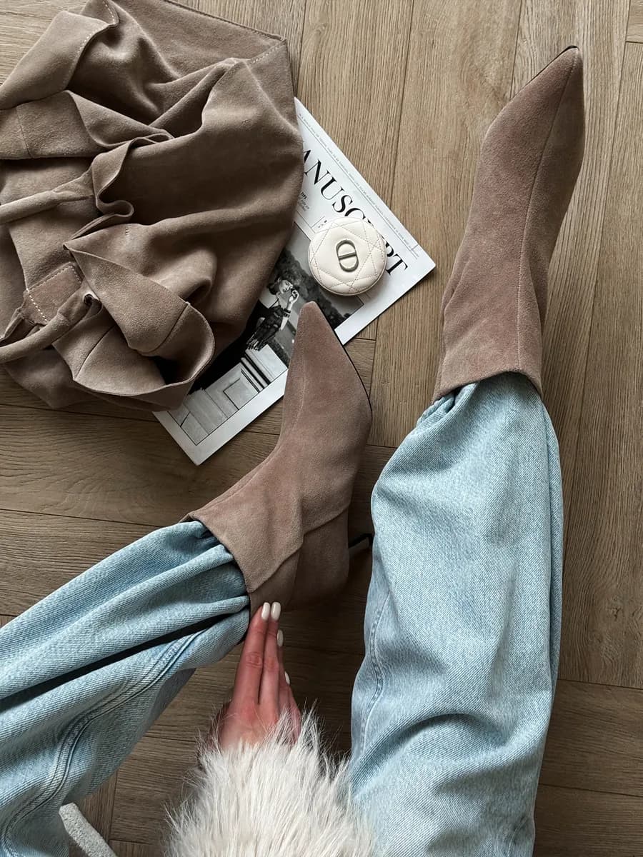 Сапоги демисезонные замшевые ботильоны