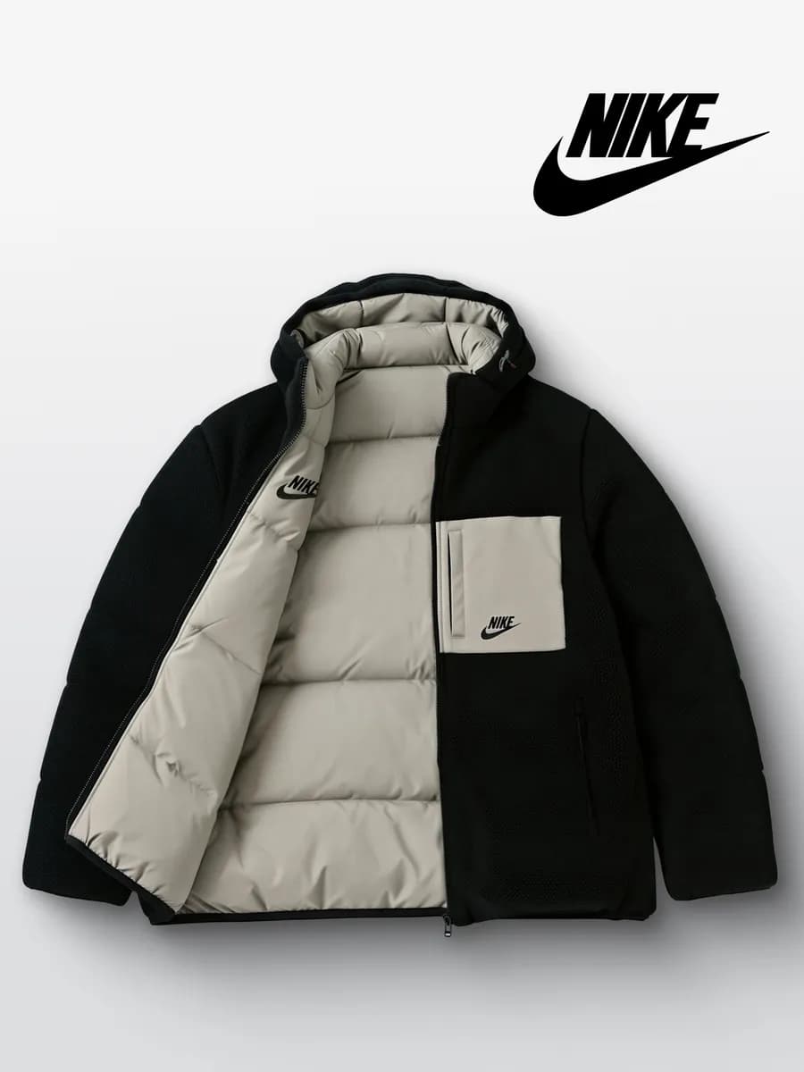 Куртка двойная мужская зимняя пуховик чёрный-серый