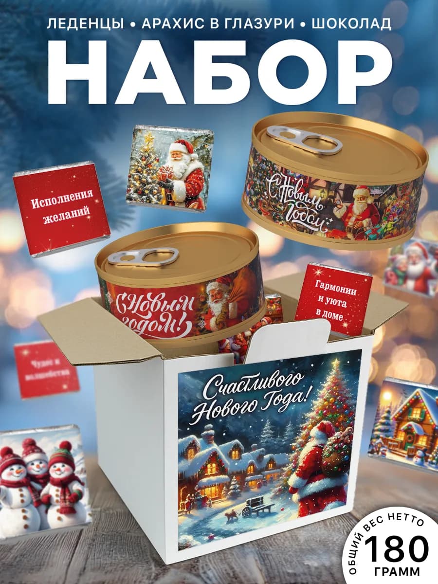 Новогодний набор шоколад, монпансье, арахис