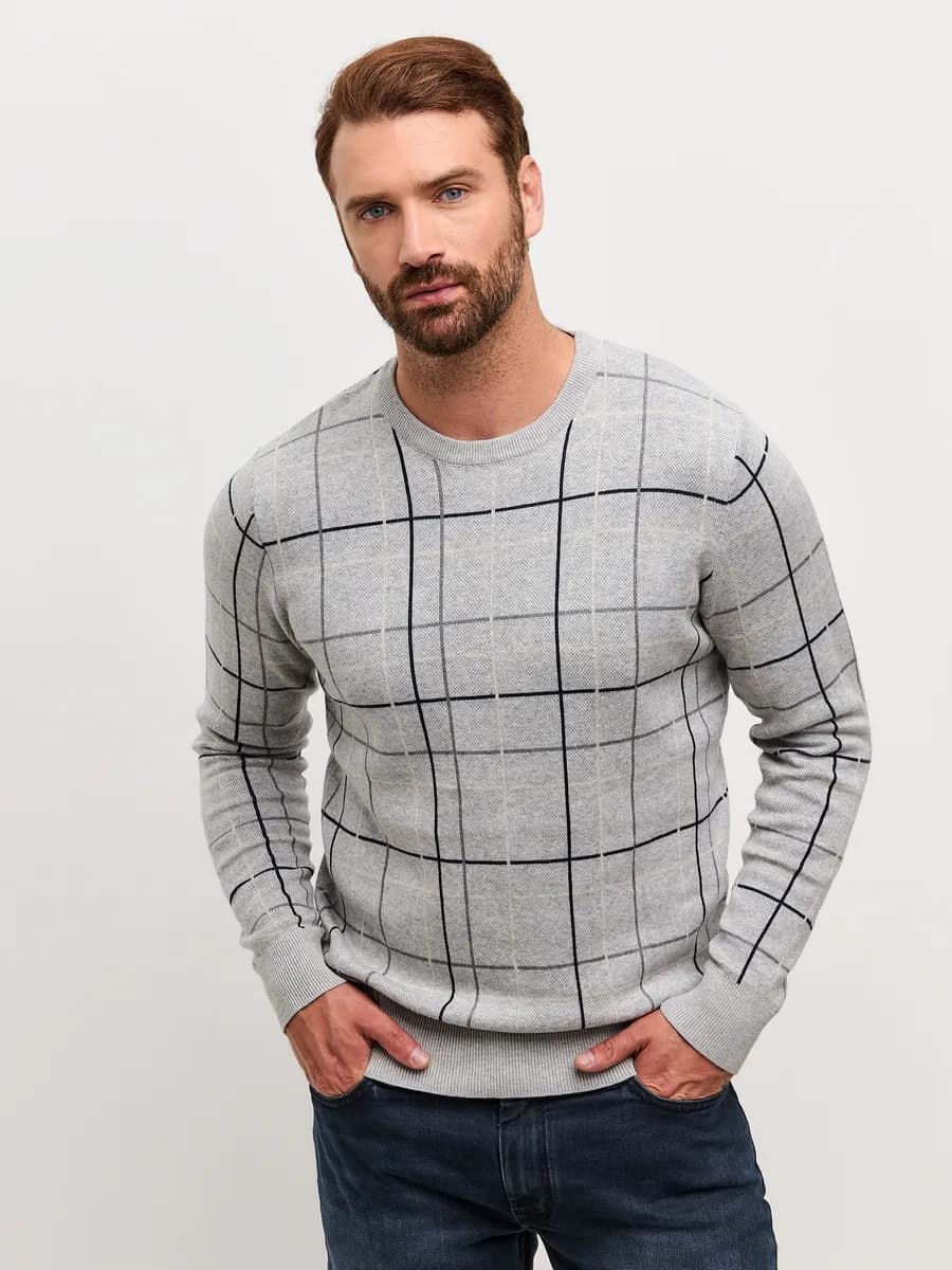 Джемпер в клетку хлопок свитер
