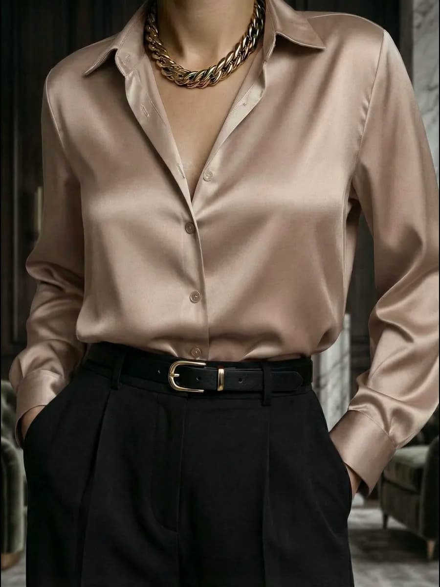 Рубашка нарядная блузка шелковая офисная