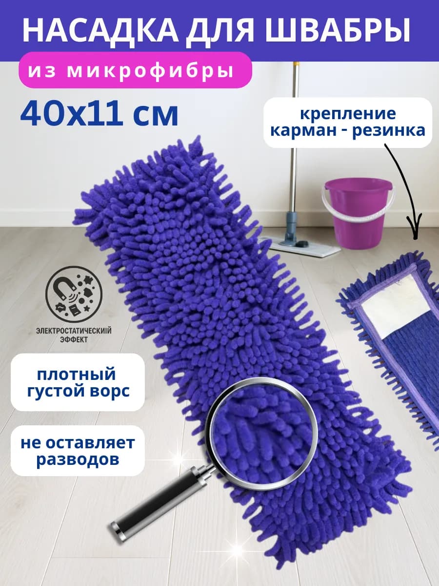 Насадка для швабры микрофибра МОП 40 см лапша