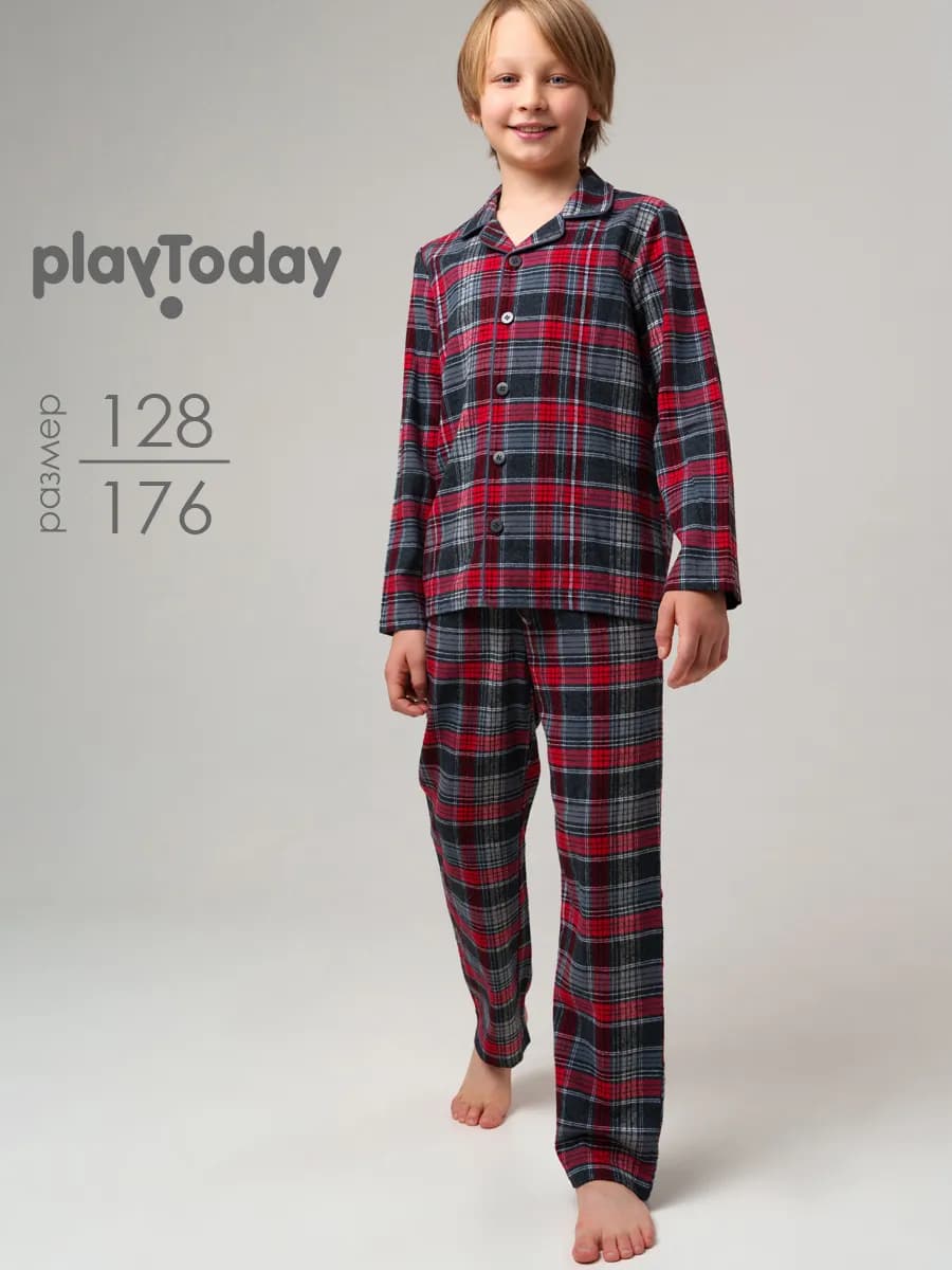 Пижама в клетку фланелевая рубашка, брюки