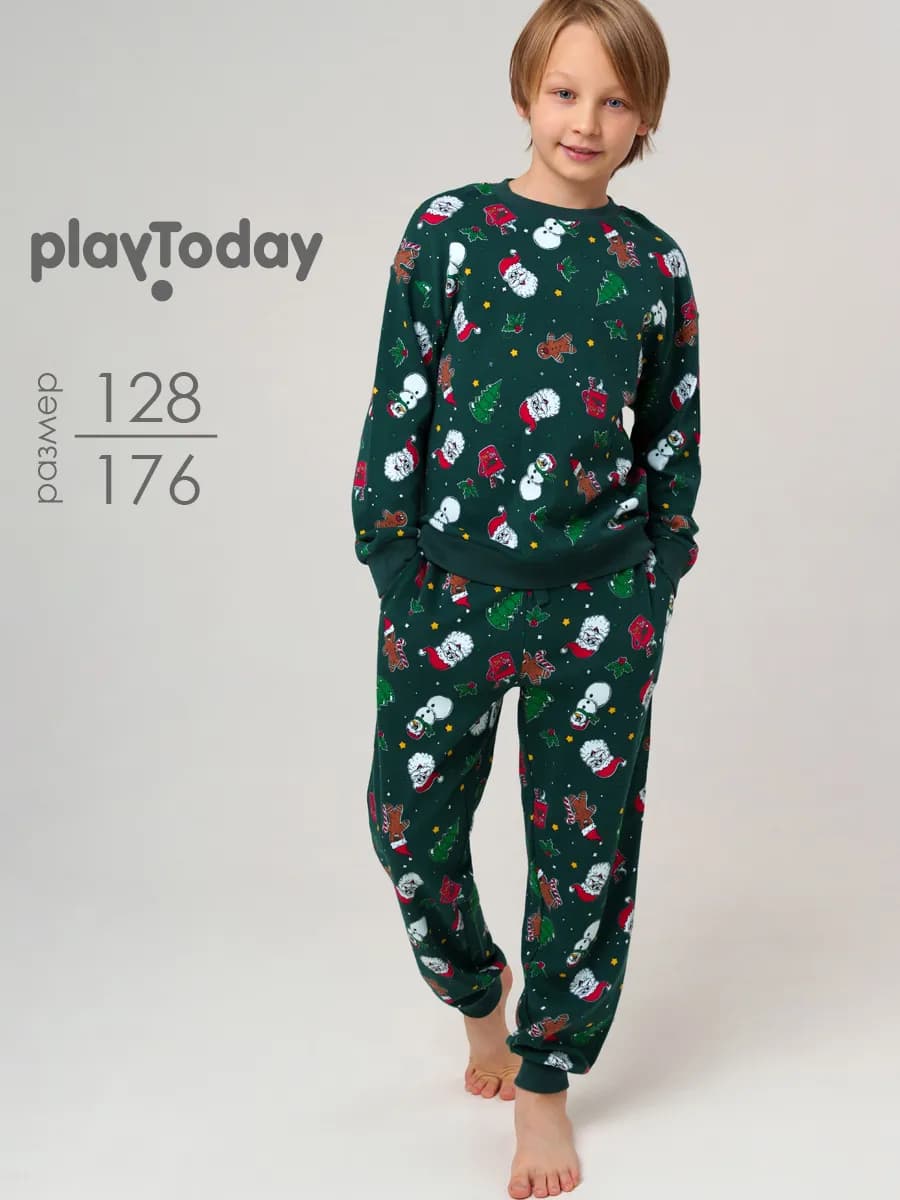 Пижама новогодняя детская свитшот, брюки