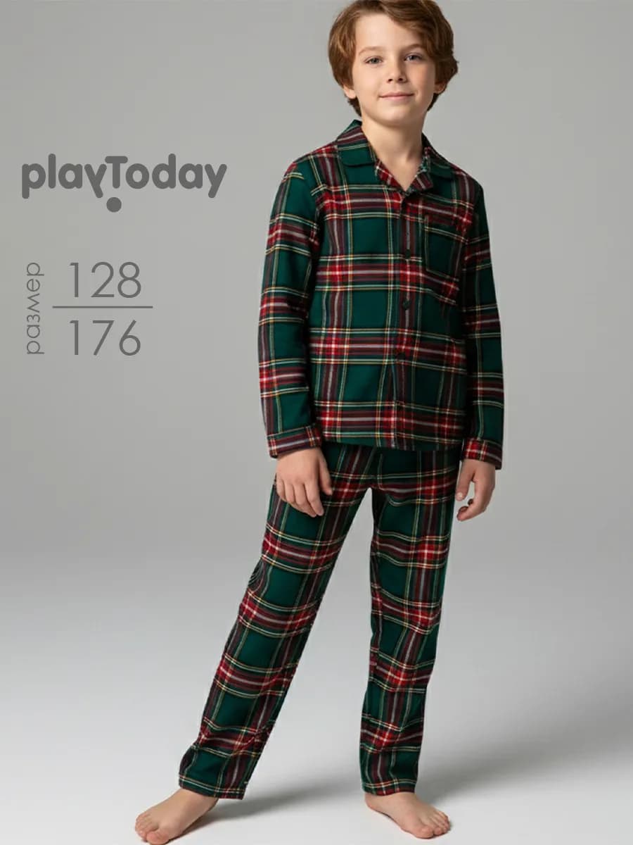 Пижама в клетку фланелевая рубашка, брюки