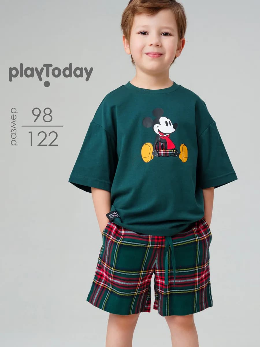 Пижама новогодняя футболка, шорты фланелевые