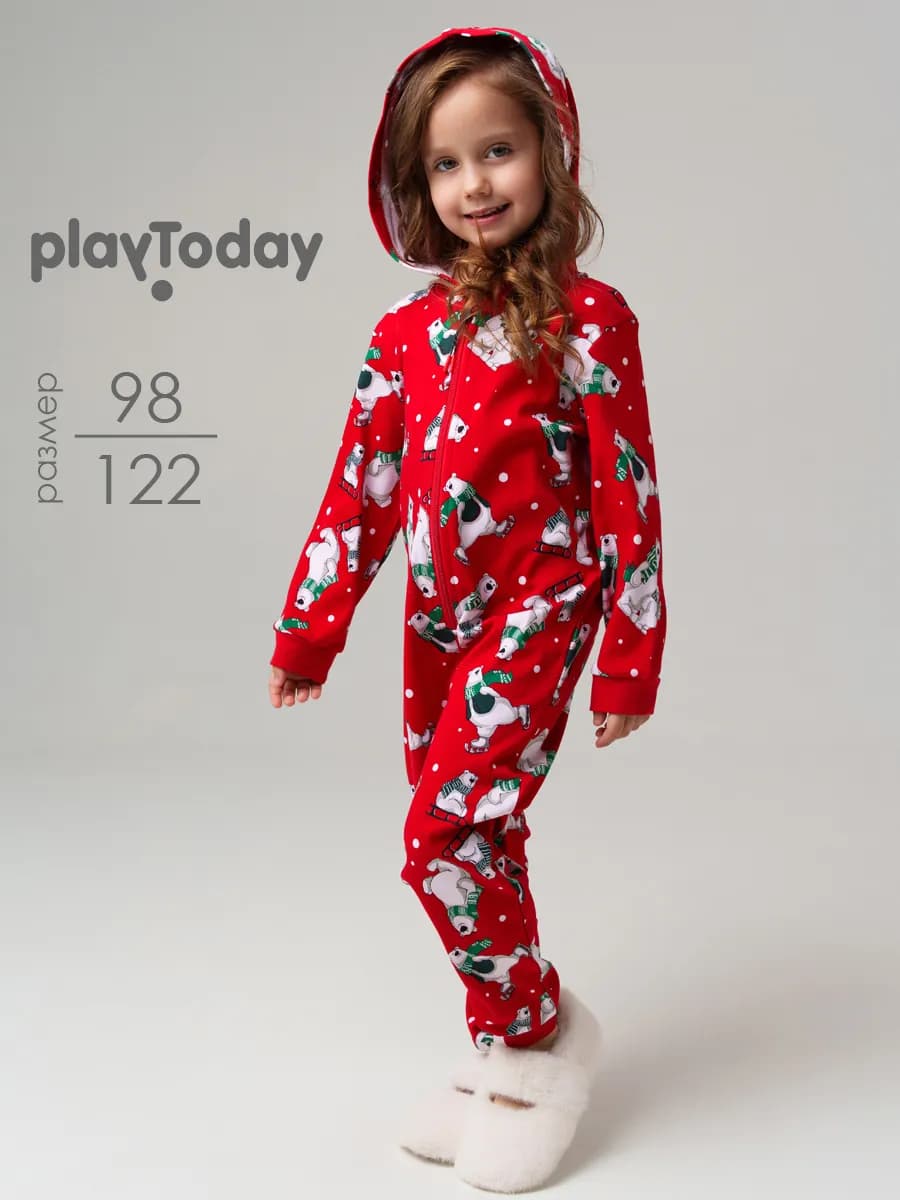 Пижама комбинезон хлопковая детская новогодняя