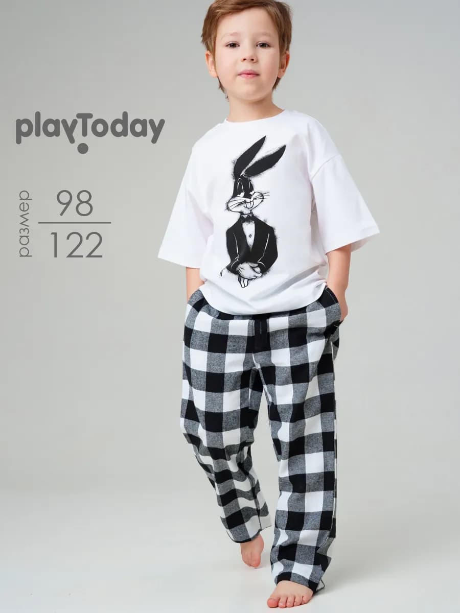 Пижама новогодняя Багз Банни футболка, брюки фланелевые