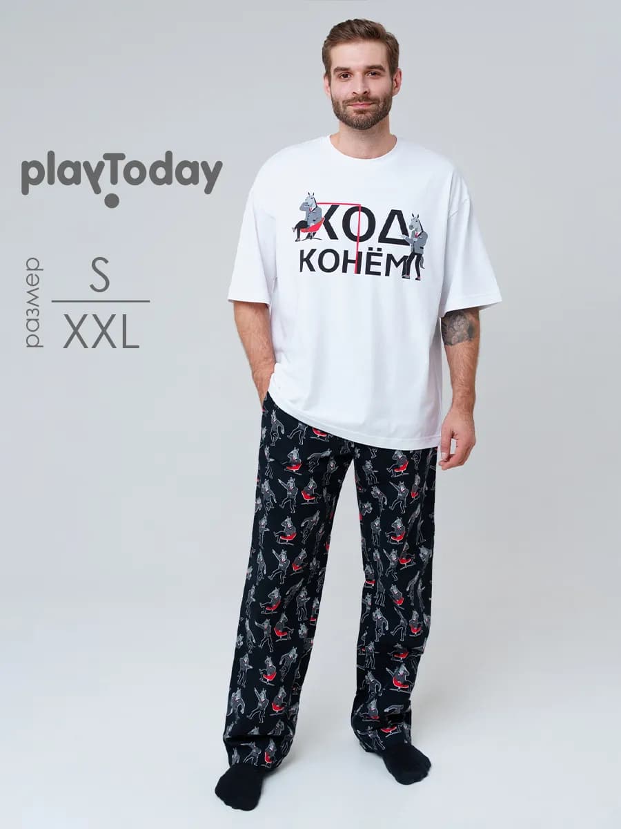 Пижама новогодняя футболка, брюки фланелевые