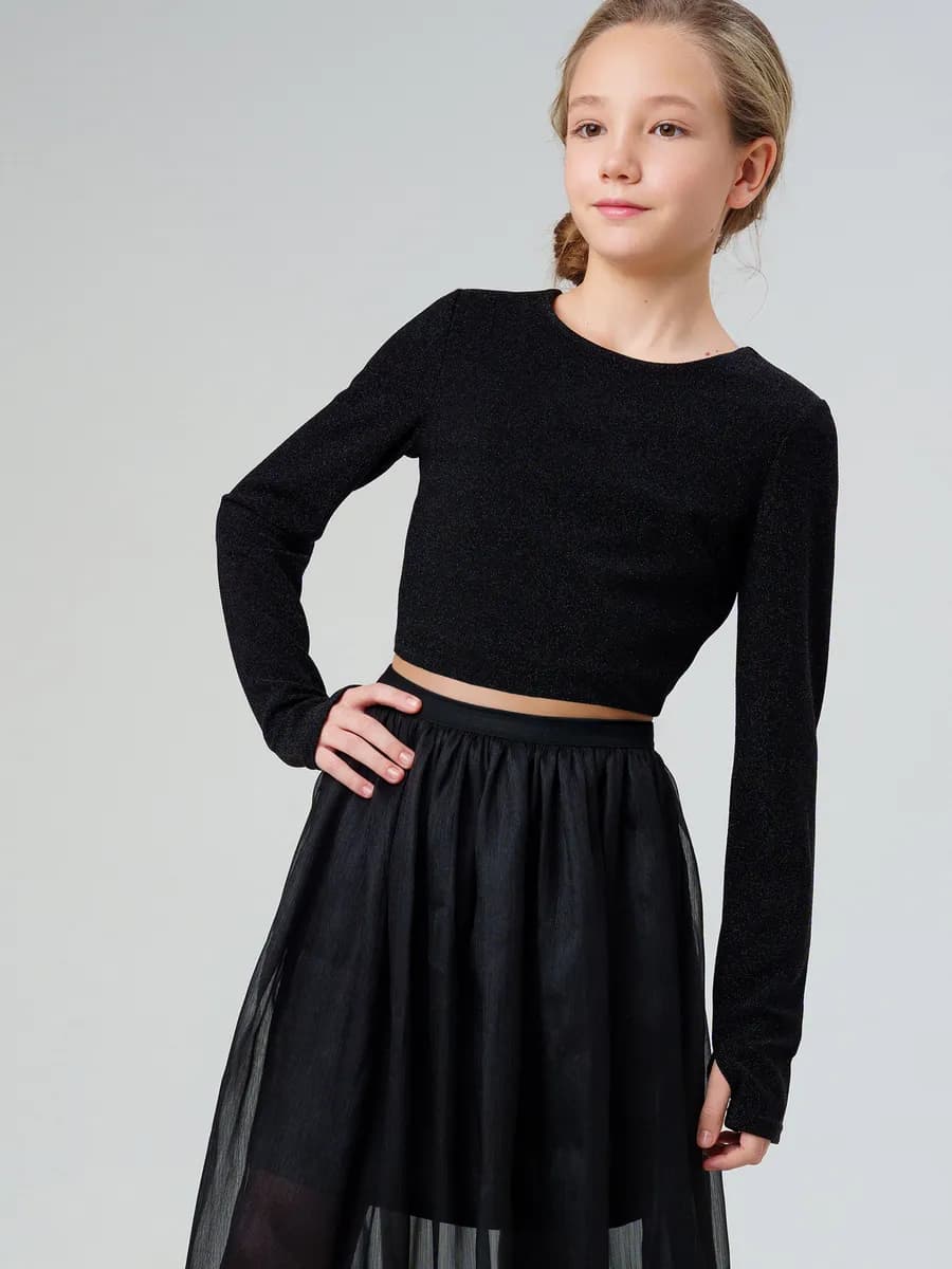 Лонгслив укороченный с люрексом новогодний