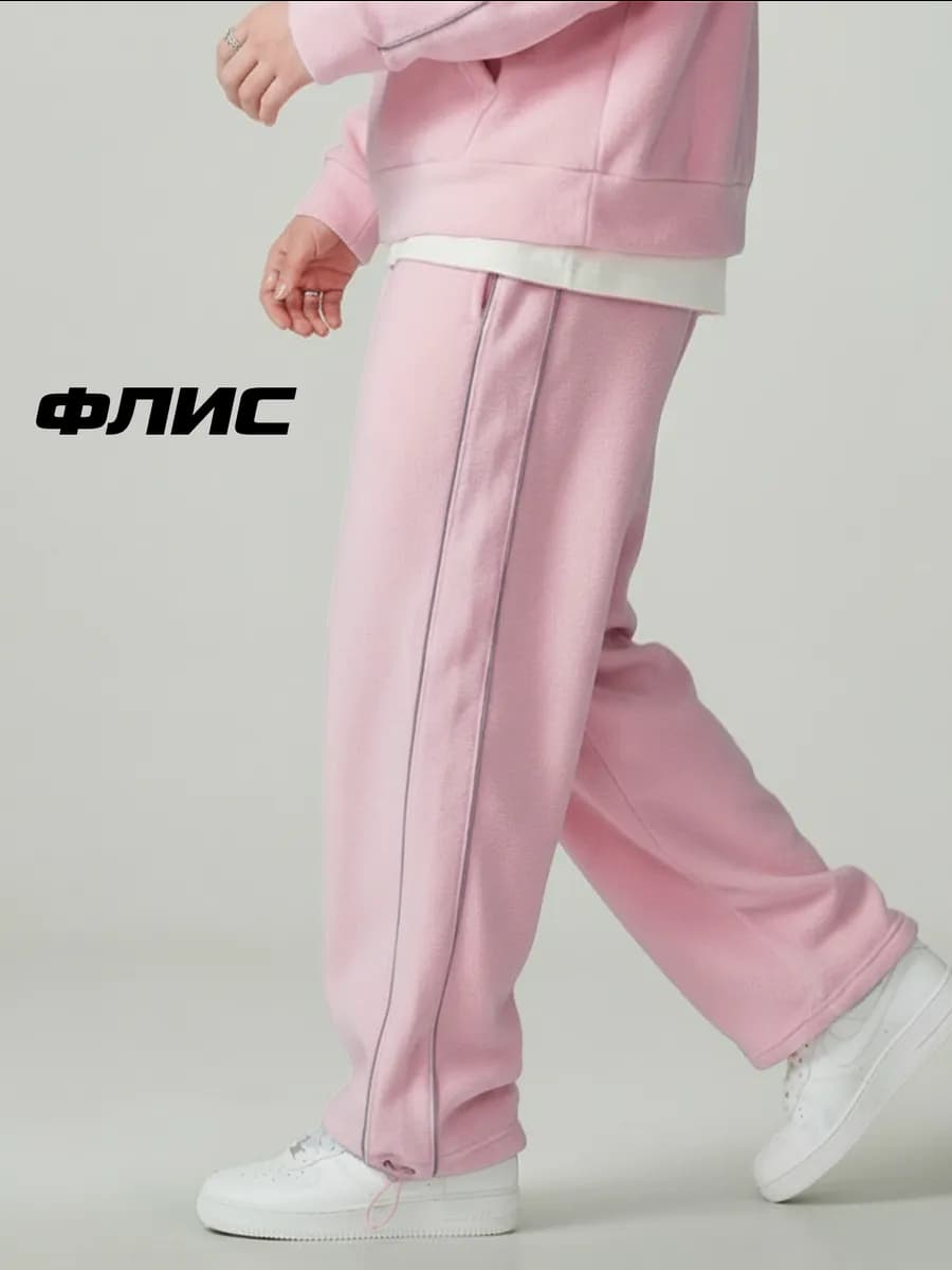 Штаны спортивные широкие флисовые