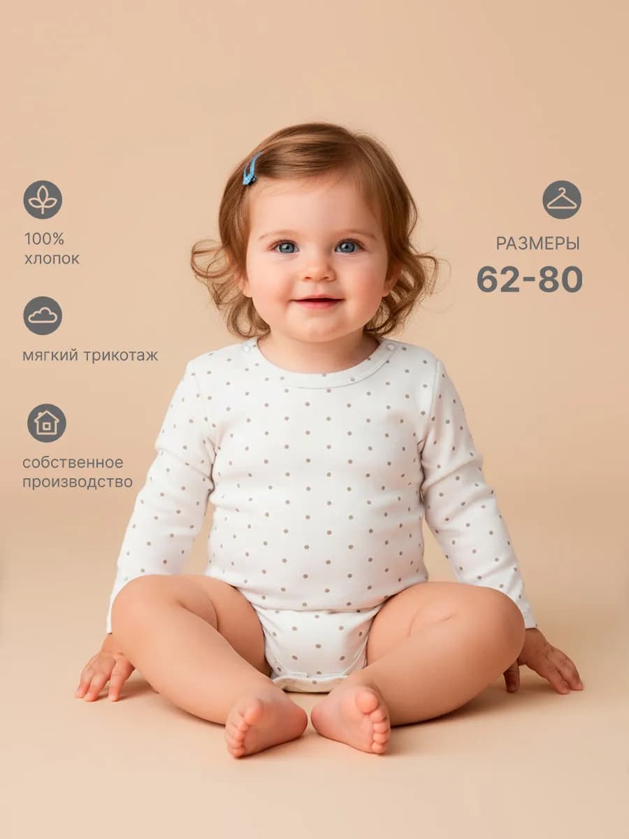 Боди для новорожденных с длинным рукавом