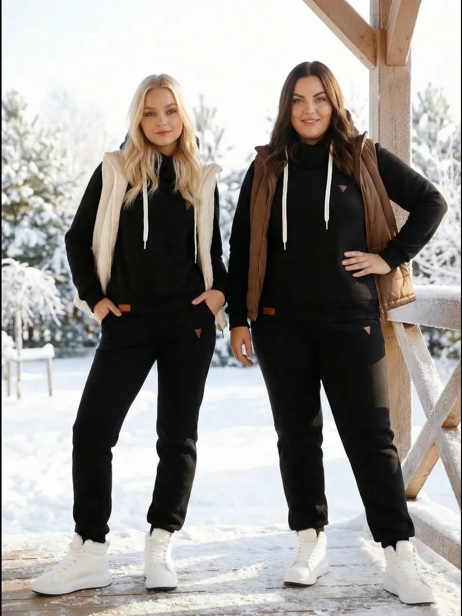 Спортивный костюм теплый с начесом худи и джоггеры