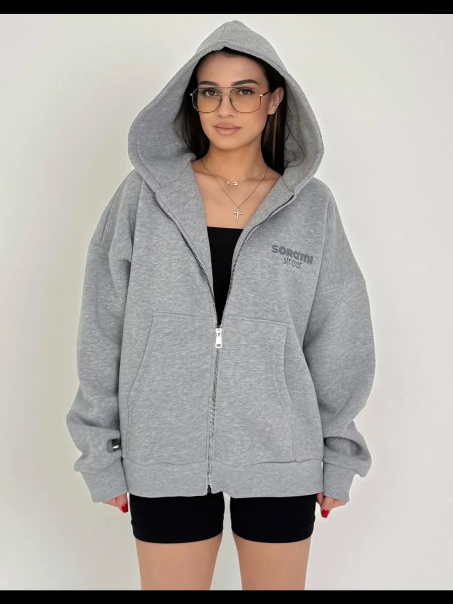 Зип худи оверсайз с начесом на молнии