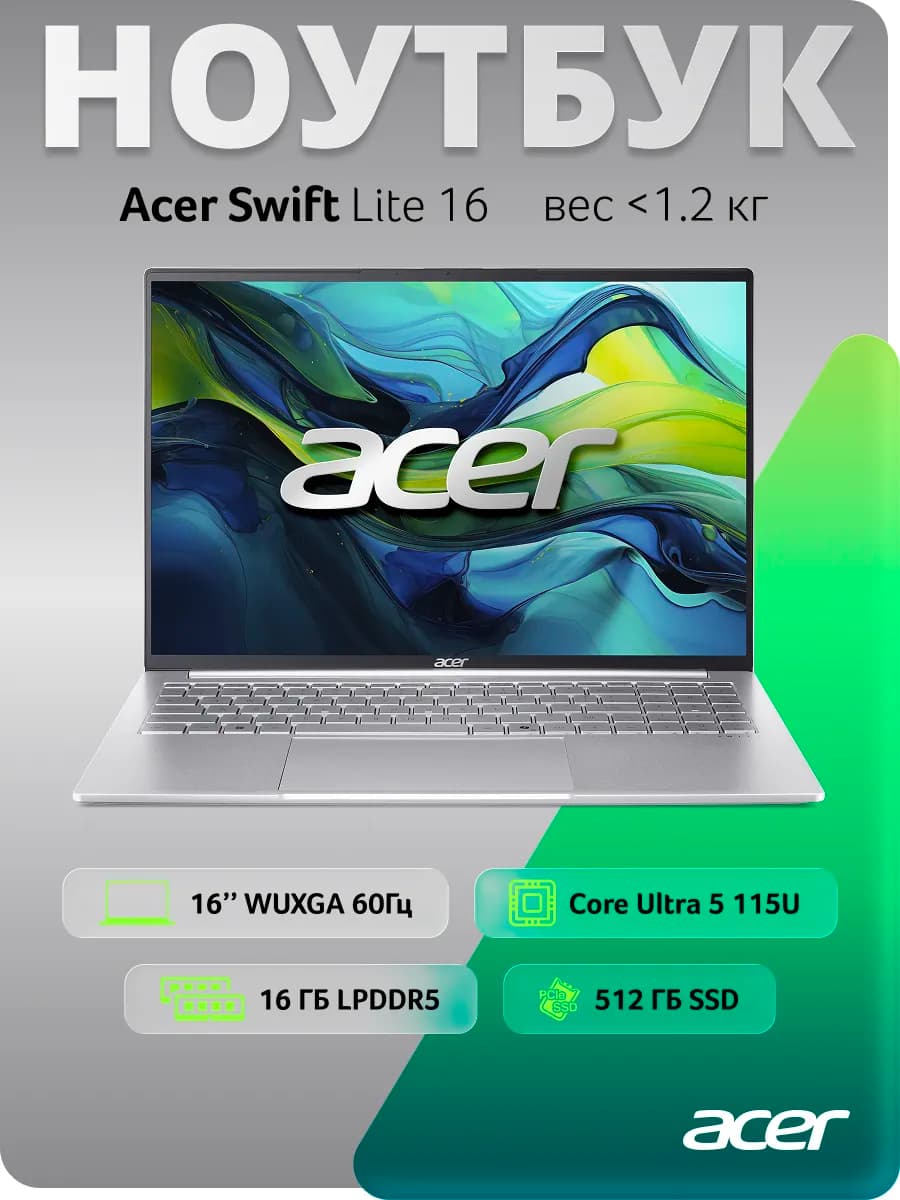 Ноутбук Swift Lite 16 SFL16-51M-54BL (NX.D3UCD.002)