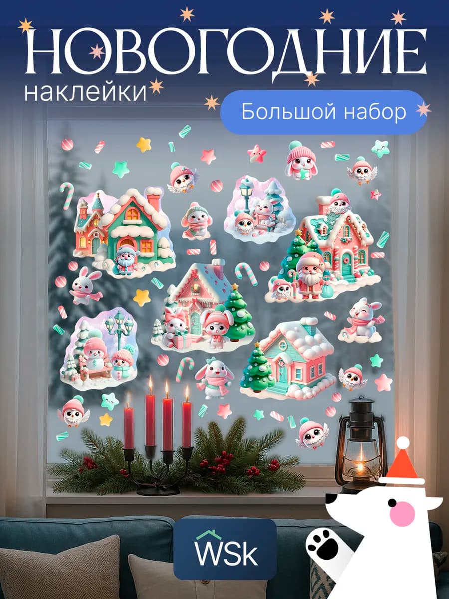 Новогодние наклейки набор универсальные украшения 2026 год