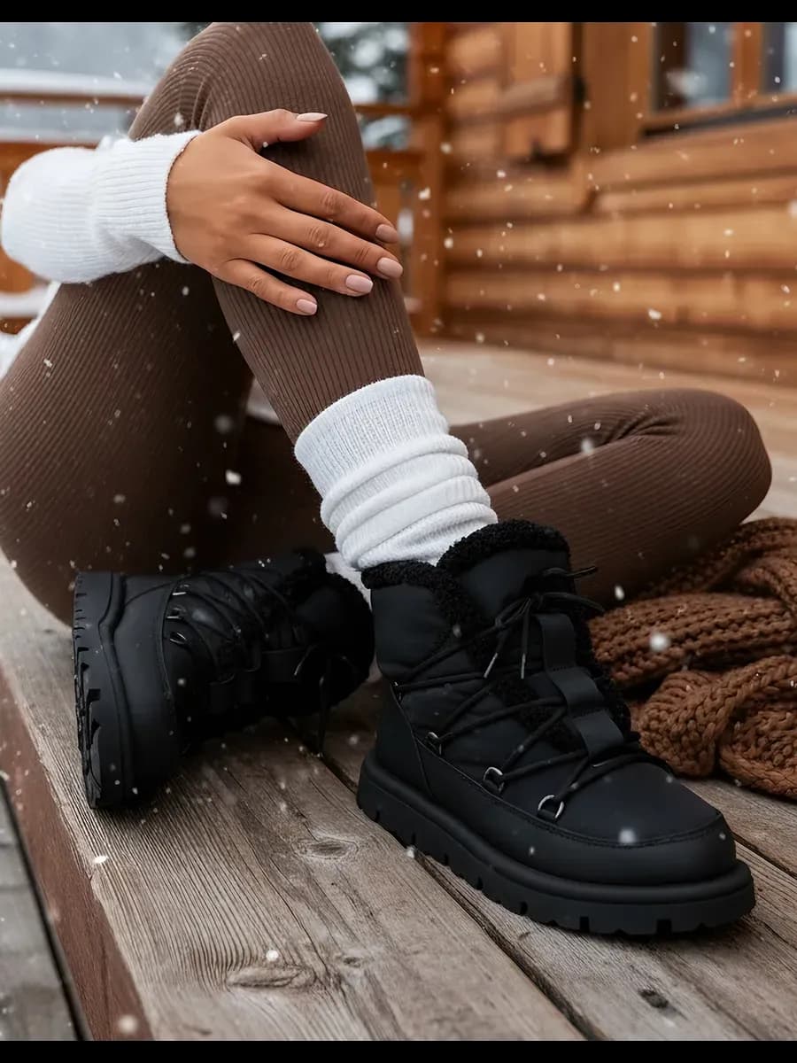 Дутики женские на шнурках зимние - фото 1