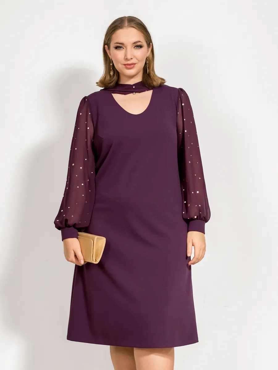 Платье трикотажное с шифоном больших размеров