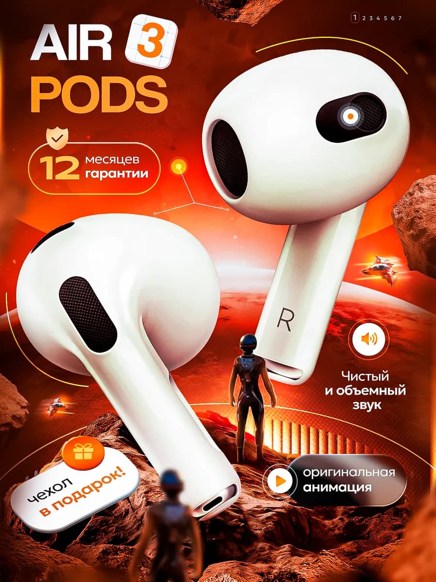 Наушники беспроводные с микрофоном копия AirPods 3