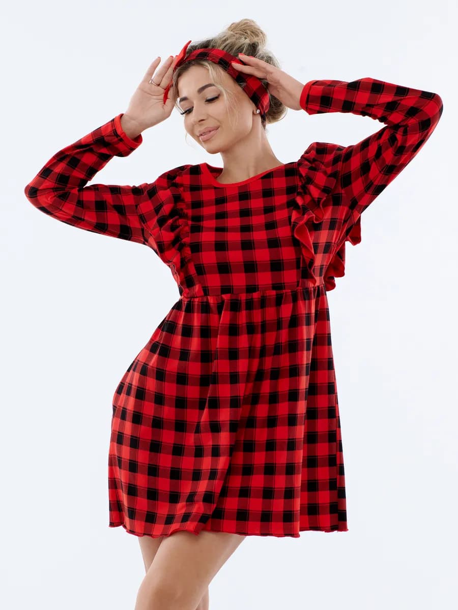 Платье женское домашнее в клетку