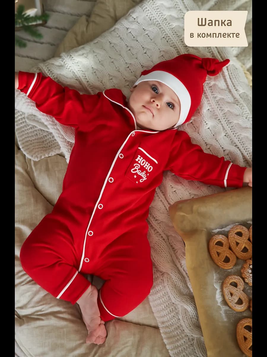 Комбинезон новогодний для новорожденных слип