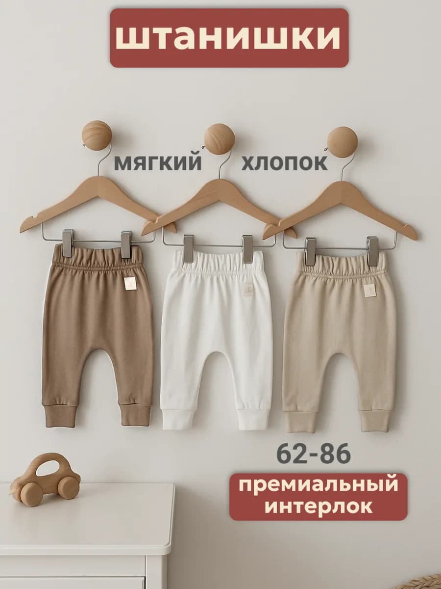 Штанишки для новорожденных набор 3 шт