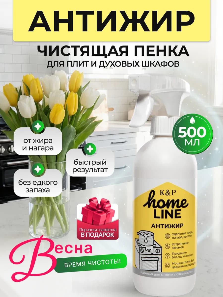 Антижир для кухни жироудалитель, спрей пена антинагар 500 мл