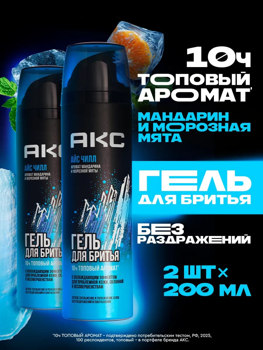 Гель для бритья мужской с охлаждающим эффектом 200 мл 2 шт - фото 1