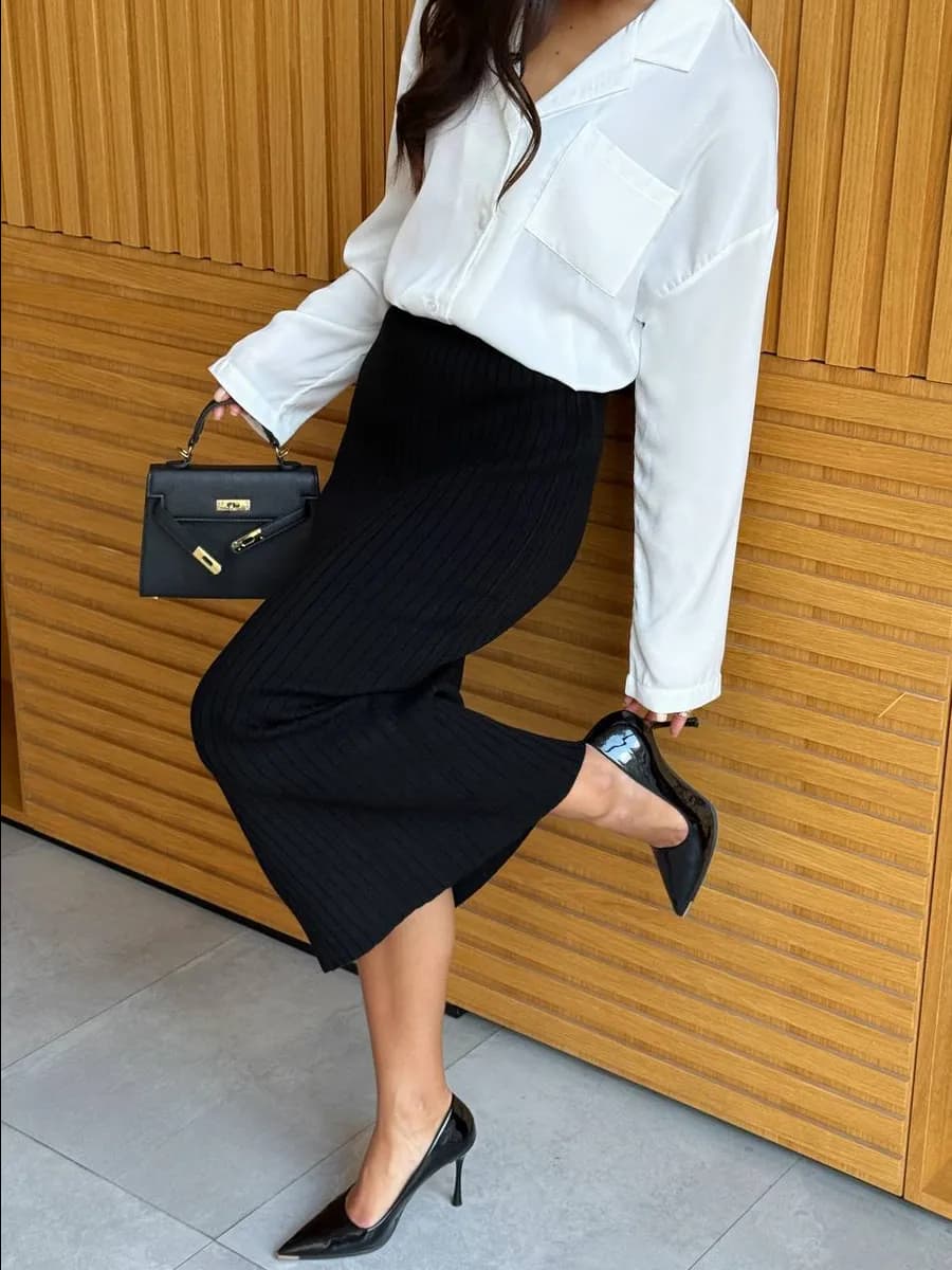 Юбка лапша вязаная миди теплая