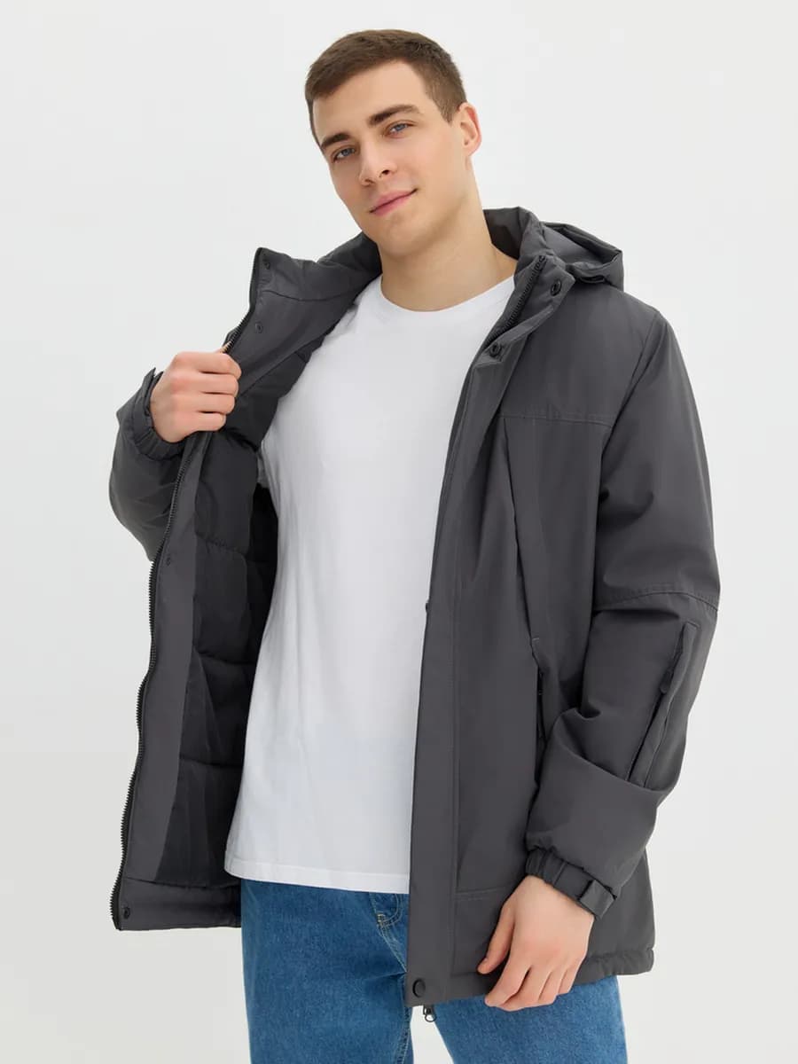 Куртка парка демисезонная удлиненная с капюшоном - фото 1