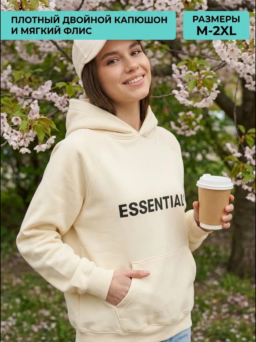 Худи Y2K белая оверсайз с капюшоном и начесом - фото 1